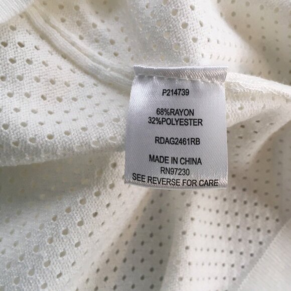 90s Sleeveless Maxi Dress Women Medium Ivory White Open Knit Party Resort Club - Picture 12 of 16